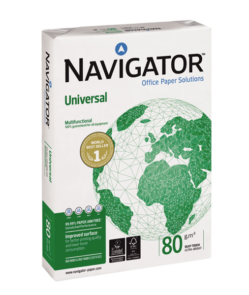 Papīrs NAVIGATOR UNIVERSAL A4 80g/m2, 500 loksnes/iepakojumā