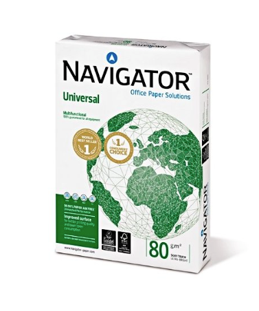 Papīrs NAVIGATOR UNIVERSAL A4 80g/m2, 500 loksnes/iepakojumā